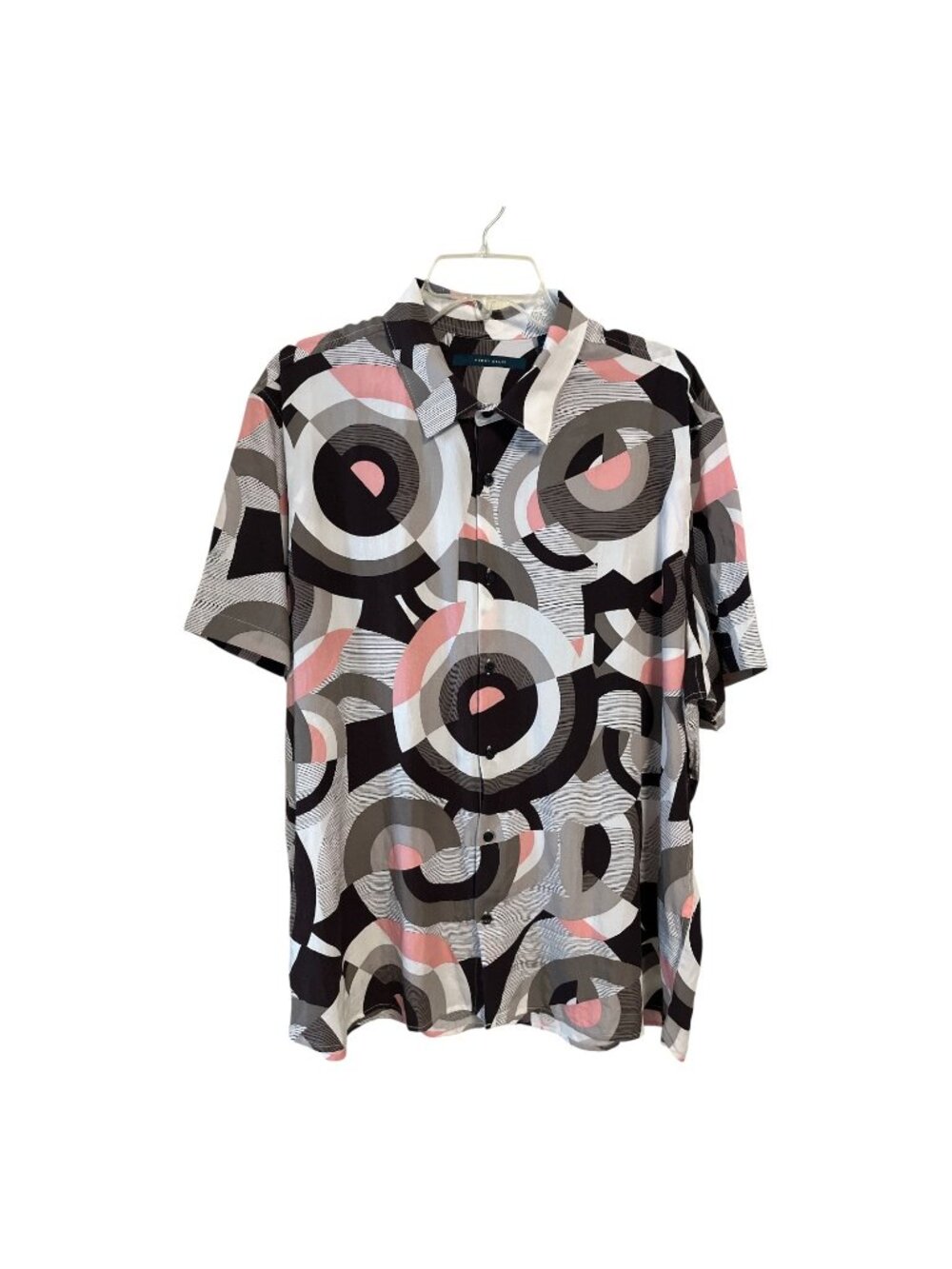 Perry Ellis XXLT 2XL Tall Lyocell Shirt Retro Mod Geometric Print